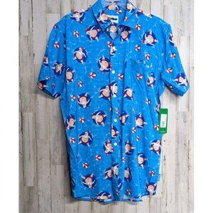 Tipsy Elves POOL SANTA Button Down SHIRT Large Hawaiian Beach NWT GIFT